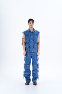 This denim vest shatters traditional design norms, redefining sophistication and individuality.