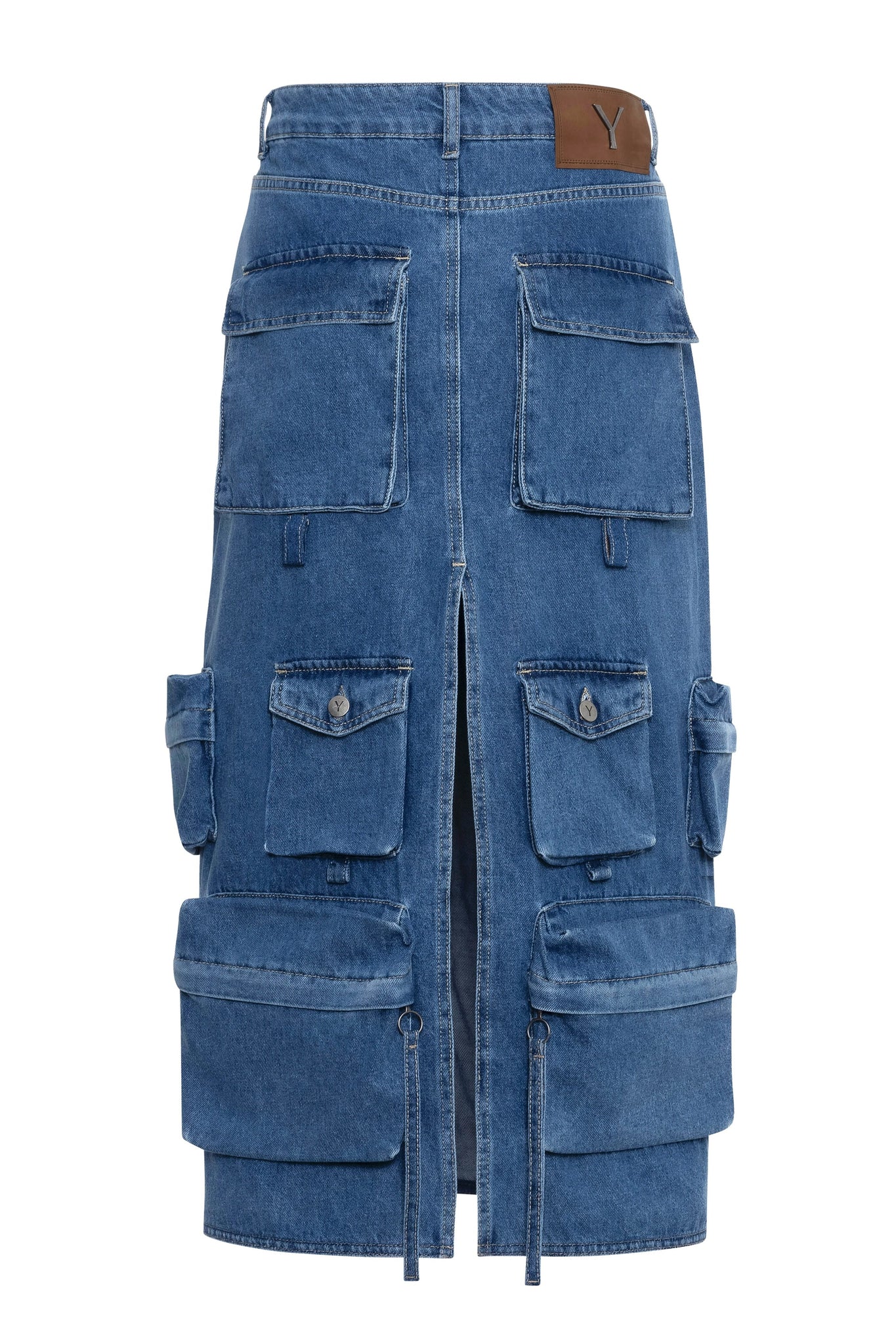 Multi-Pocket Denim Skirt