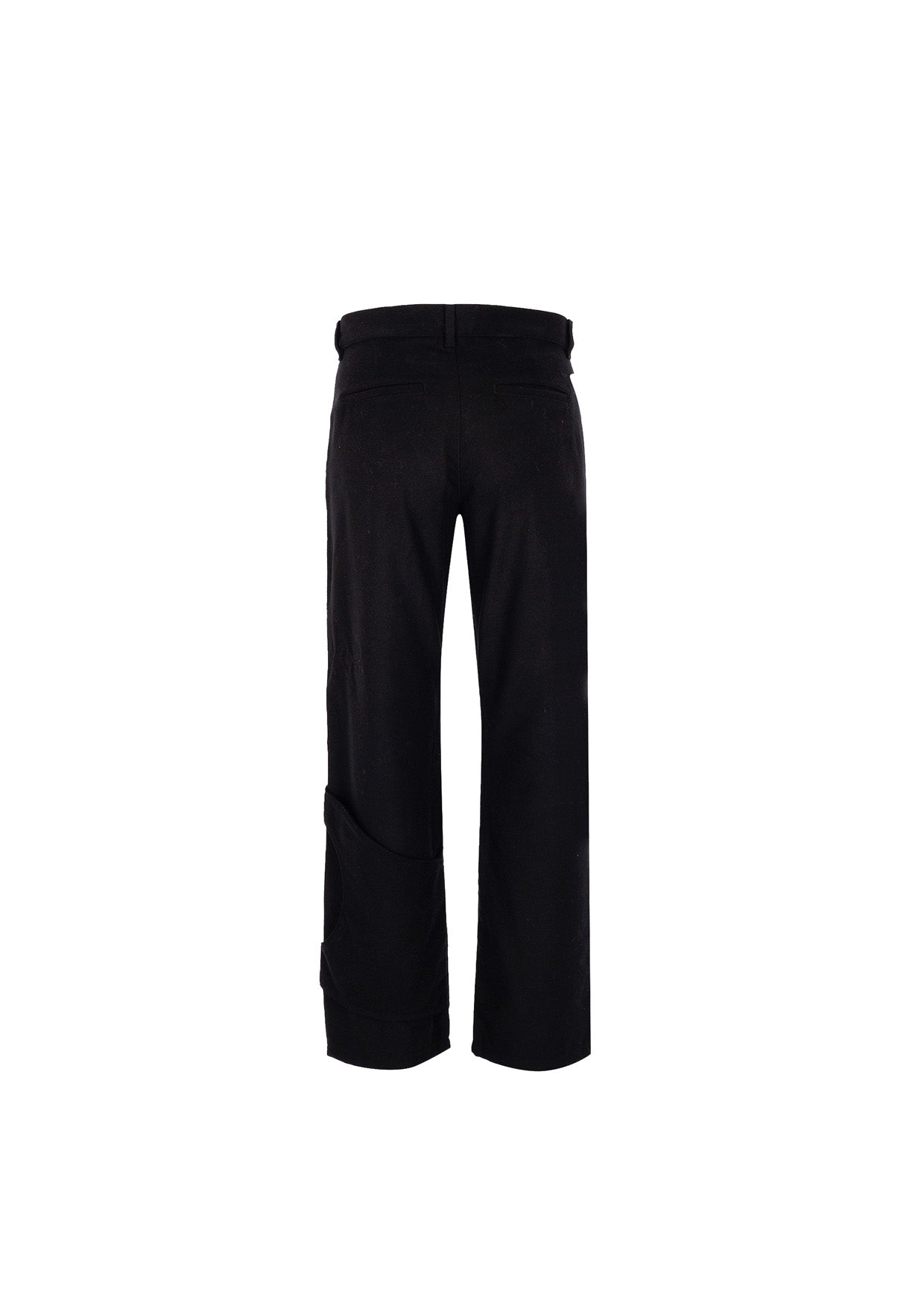 YAD Asym Void Cut Pants in Black, 100% Cotton, Asymmetric Detail, Limited Edition streetwear.

