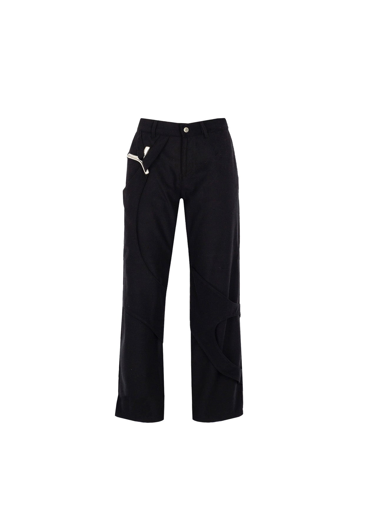 YAD Asym Void Cut Pants in Black, 100% Cotton, Asymmetric Detail, Limited Edition streetwear.

