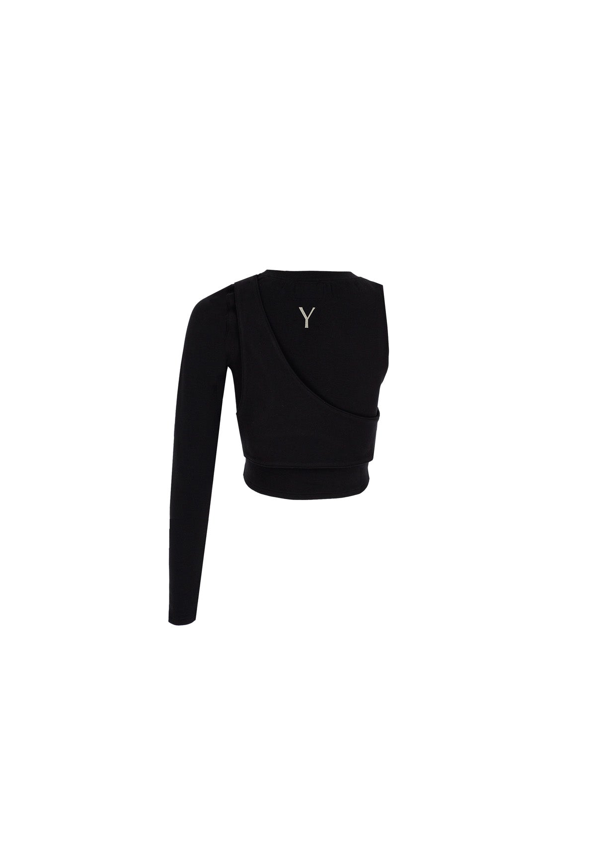 YAD Silent Axis Top in Black, Asymmetric Cut, Long Sleeve, Limited Edition streetwear.

